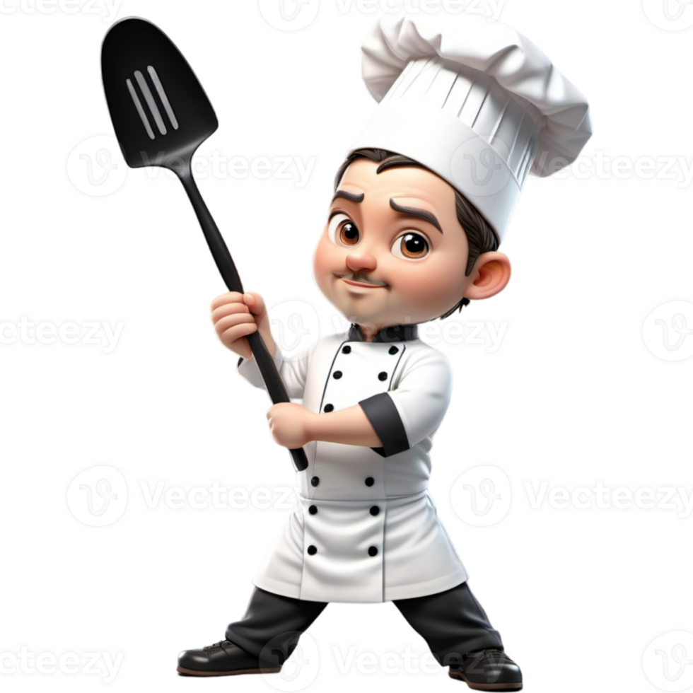 Chef holding spatula with calm expression. AI Generative png