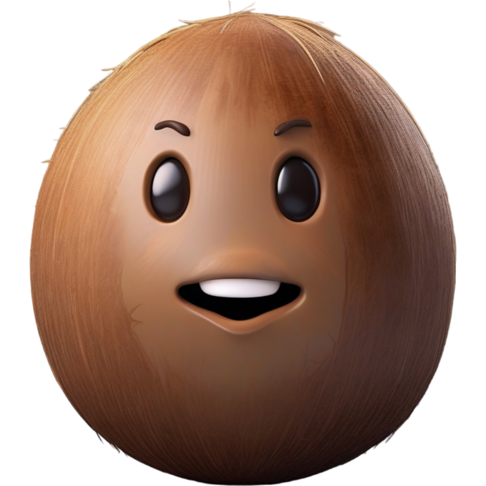 Brown coconut with intrigued look. AI Generative png