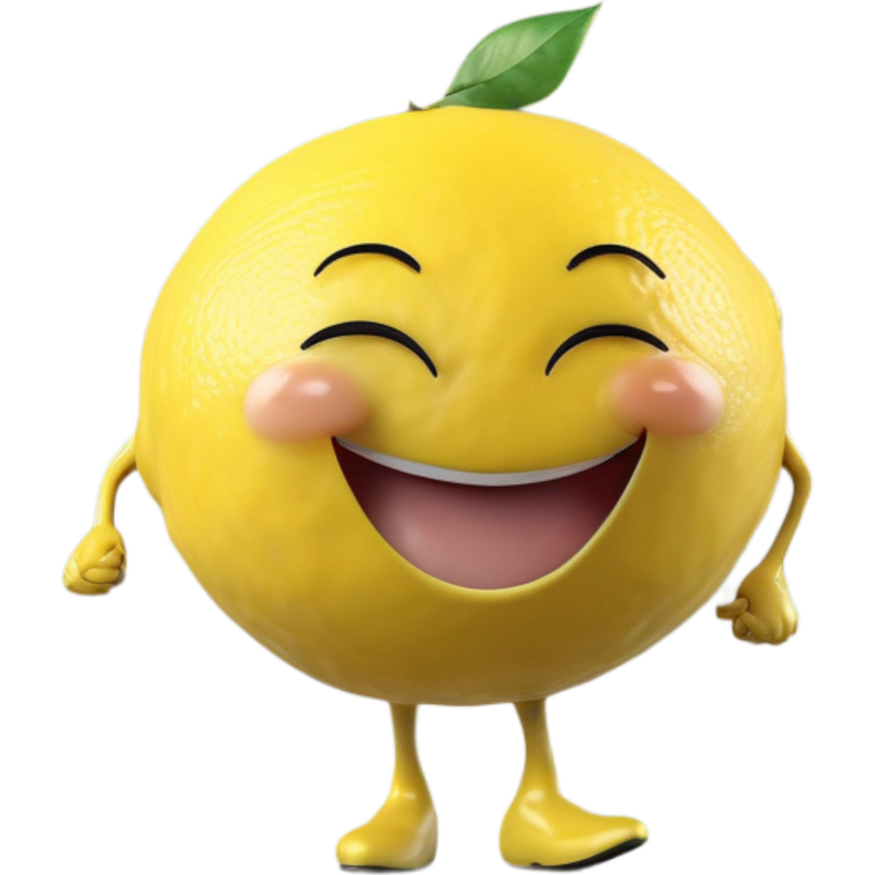 Yellow lemon with happy face. AI Generative png