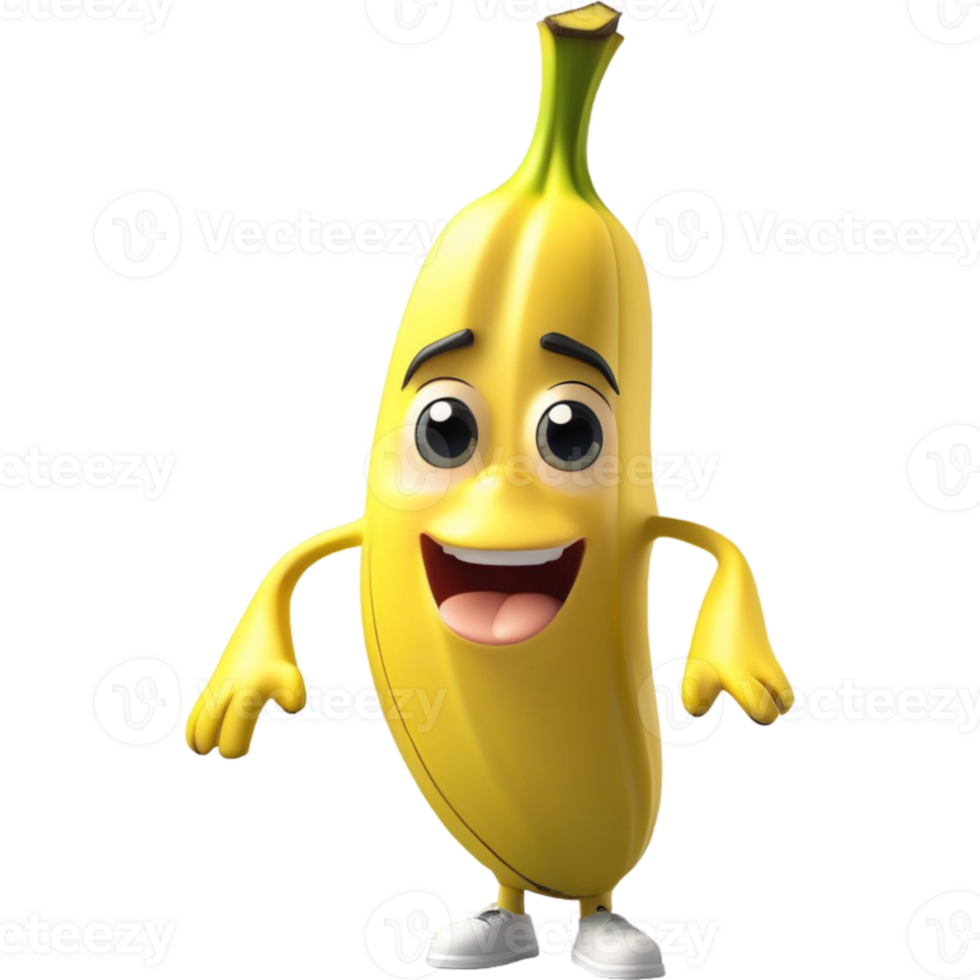 Yellow banana with confused look. AI Generative png