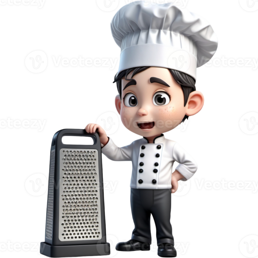 Chef is holding a grater with Confused expression. AI Generative png