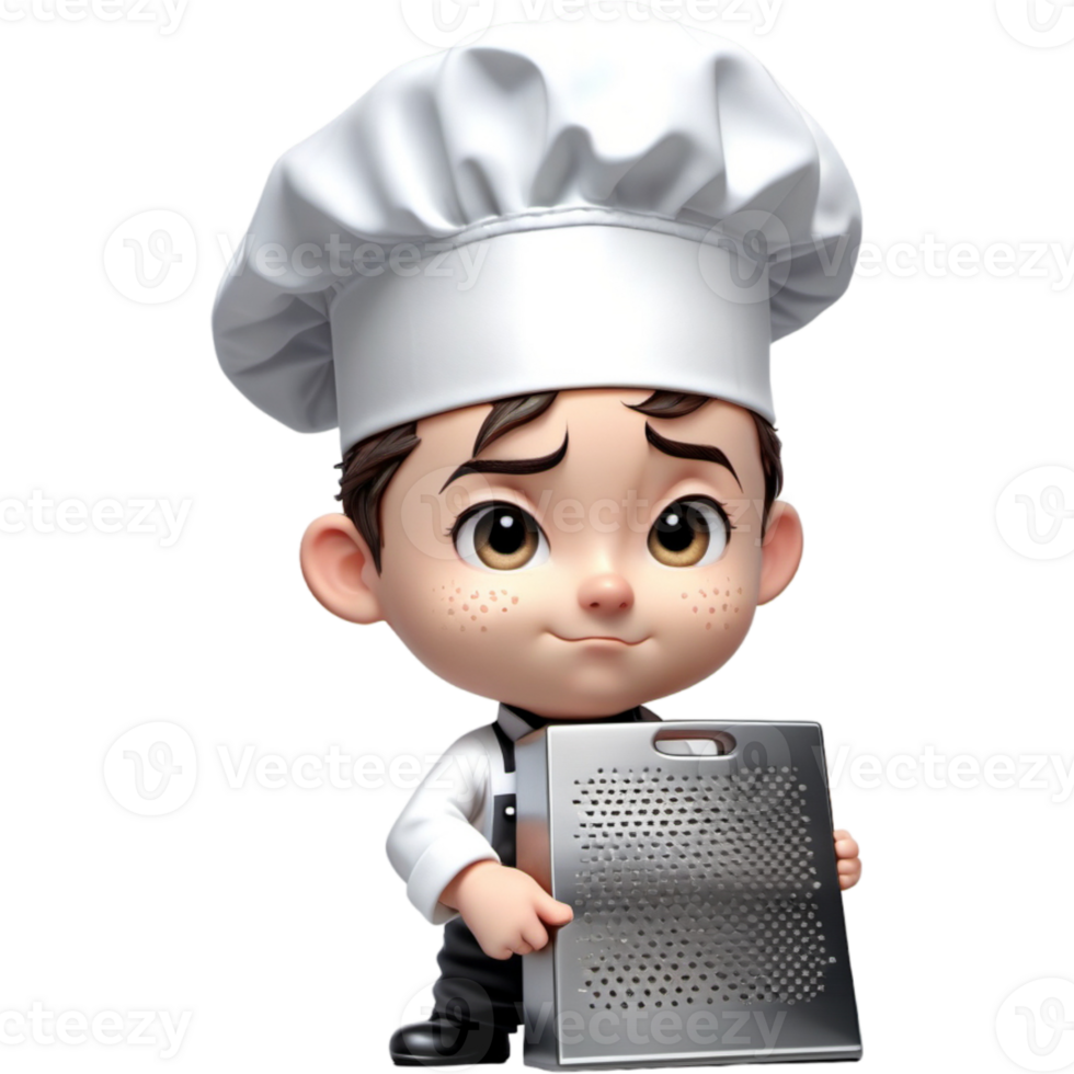 Chef is holding a grater with Confused expression. AI Generative png