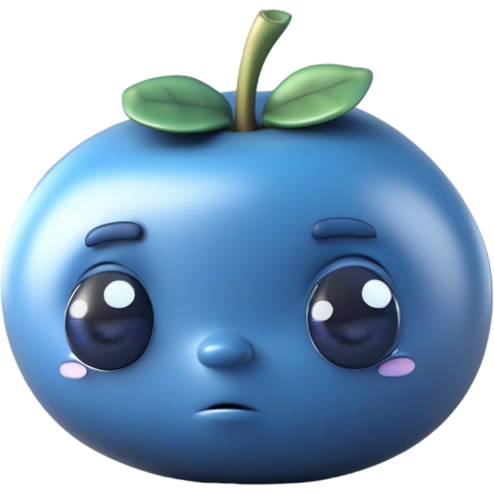 Blue blueberries with pensive expression. AI Generative png