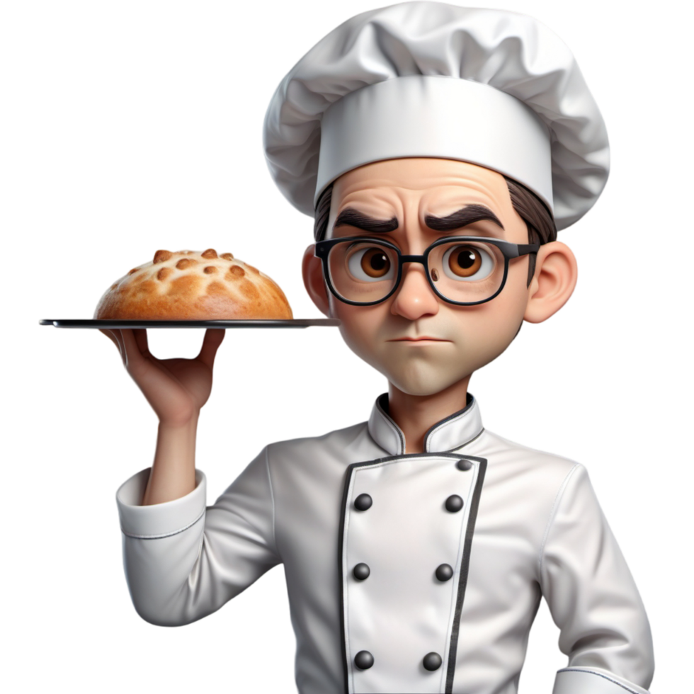 Chef is holding a baking sheet with Disgusted expression. AI Generative png
