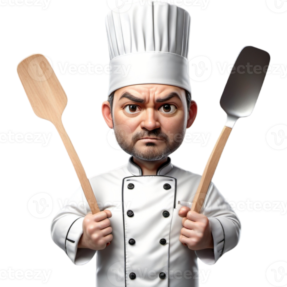 Chef holding spatula with calm expression AI Generative png