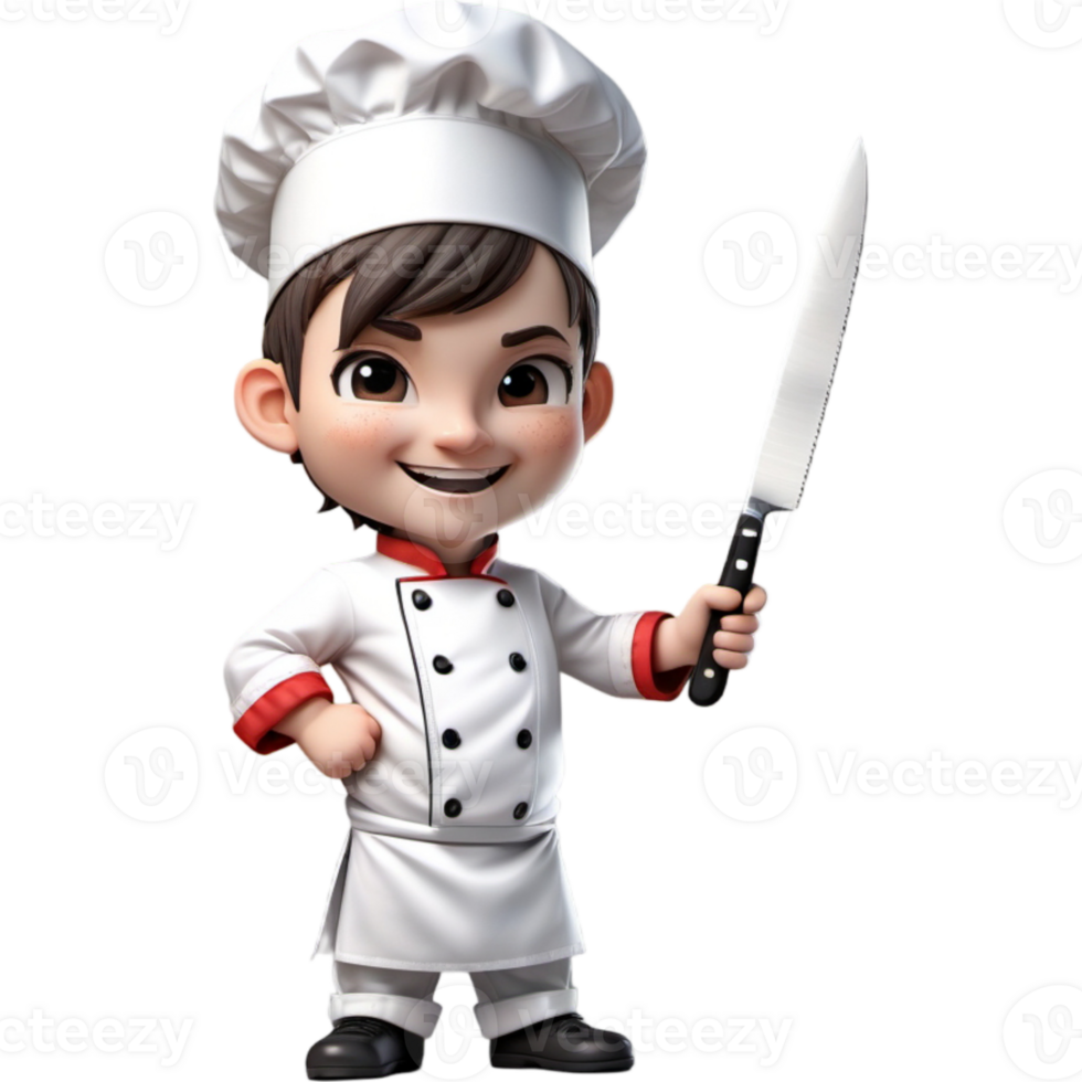 cocinero es participación un cuchillo con exaltado expresión. ai generativo png