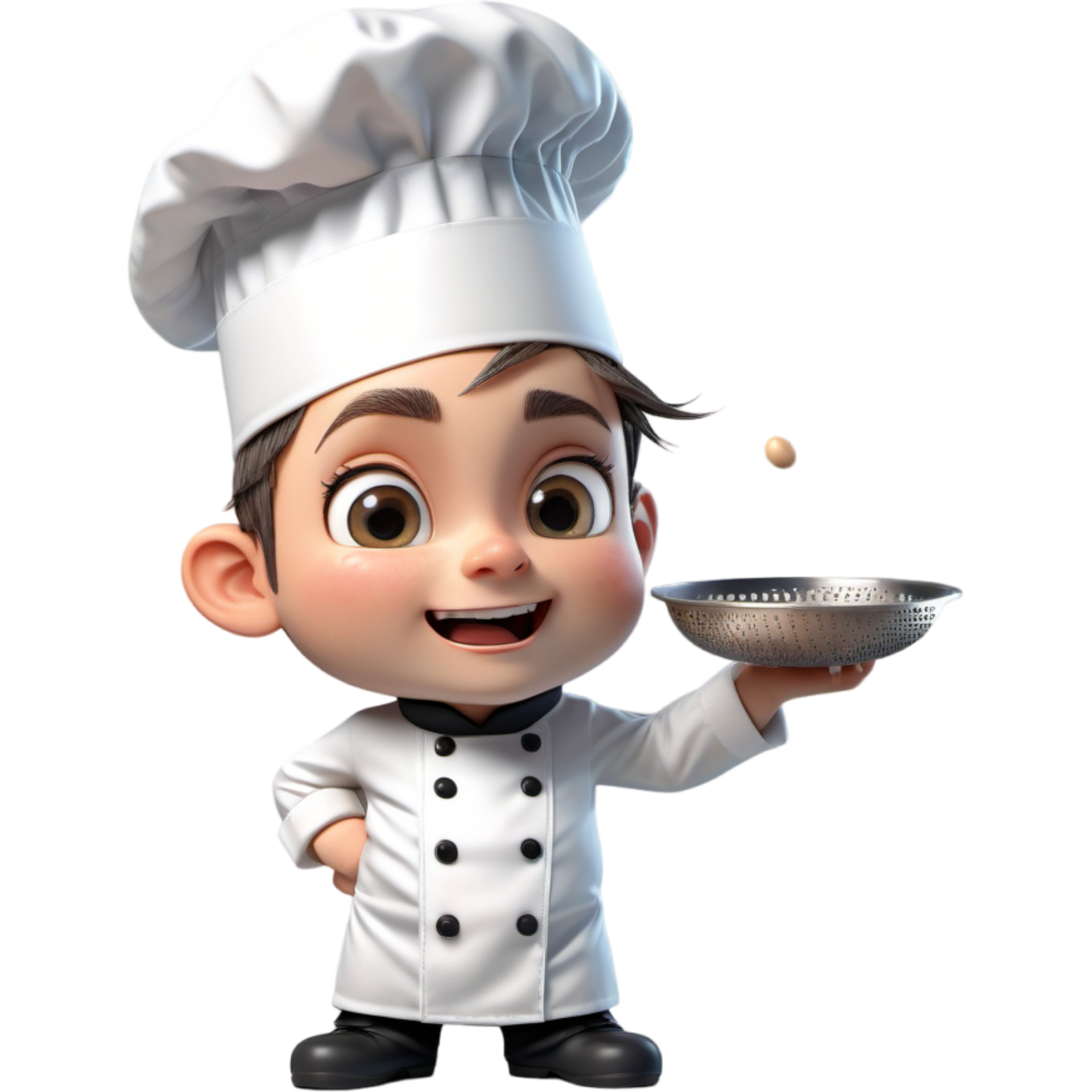 Chef is holding a sieve with Scared expression. AI Generative 28884304 PNG