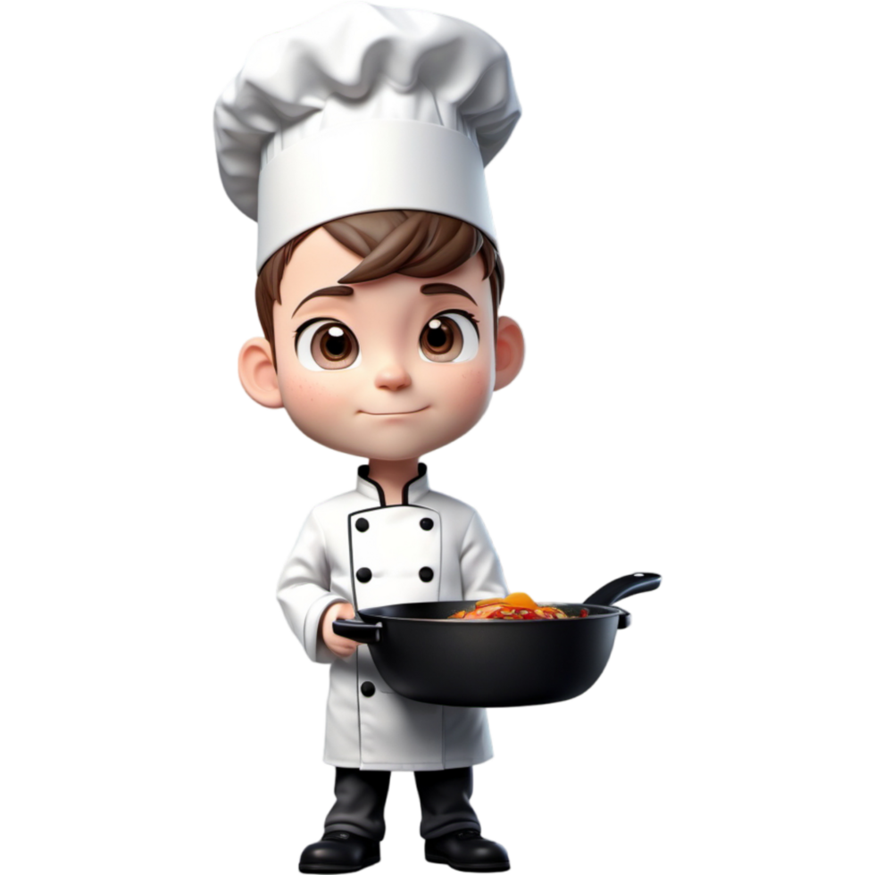 Chef is holding a skillet with anxious expression. AI Generative png