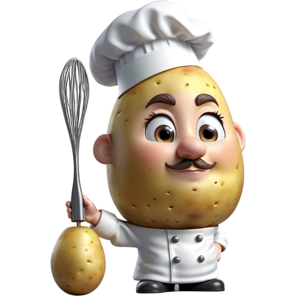 Chef is holding a potato masher with Thoughtful expression. AI Generative png
