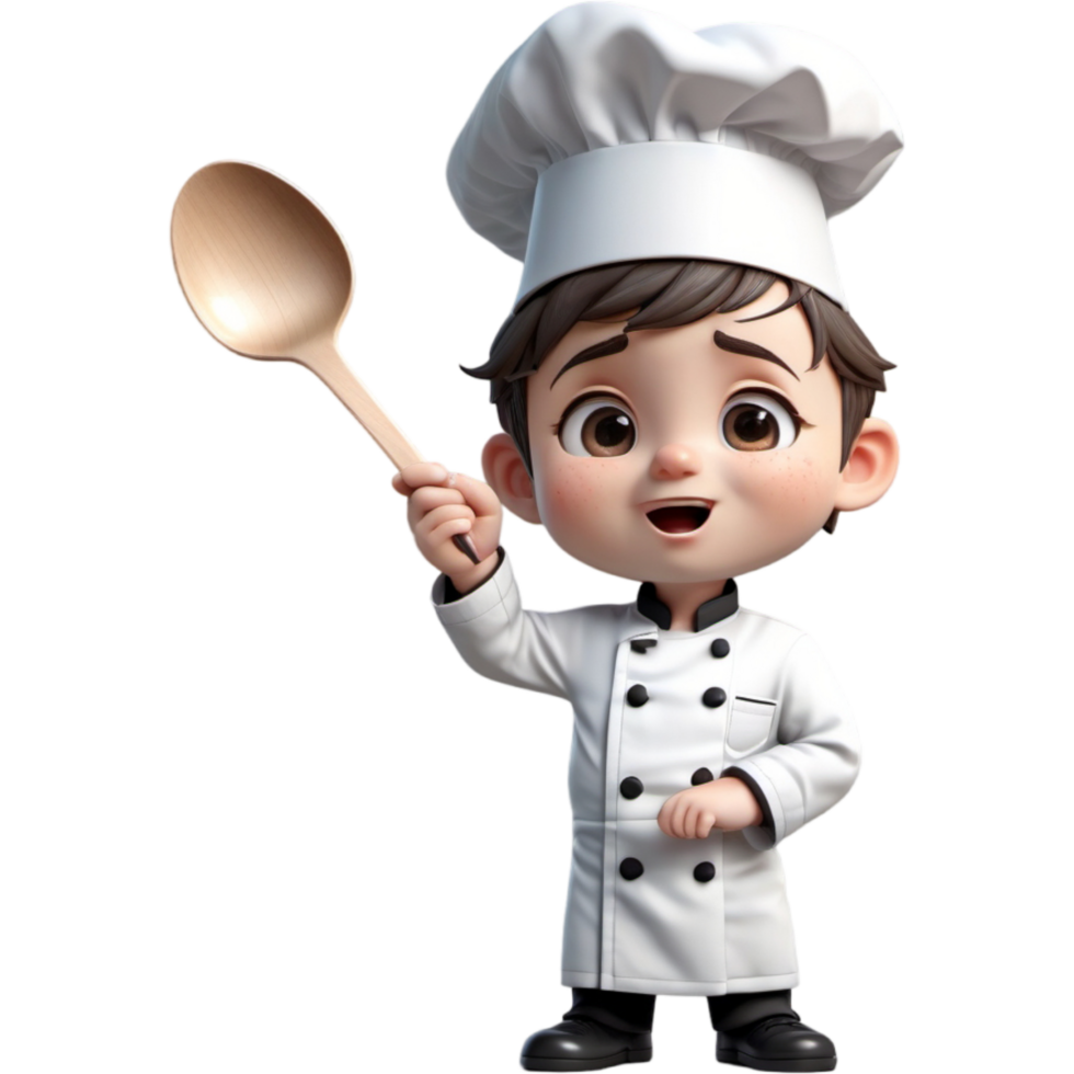 cocinero es participación un cuchara con desconcertado expresión. ai generativo png