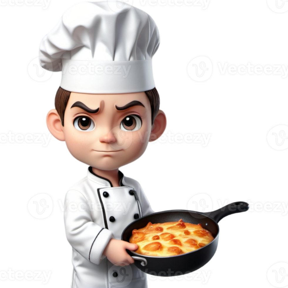 Chef is holding a skillet with anxious expression. AI Generative png