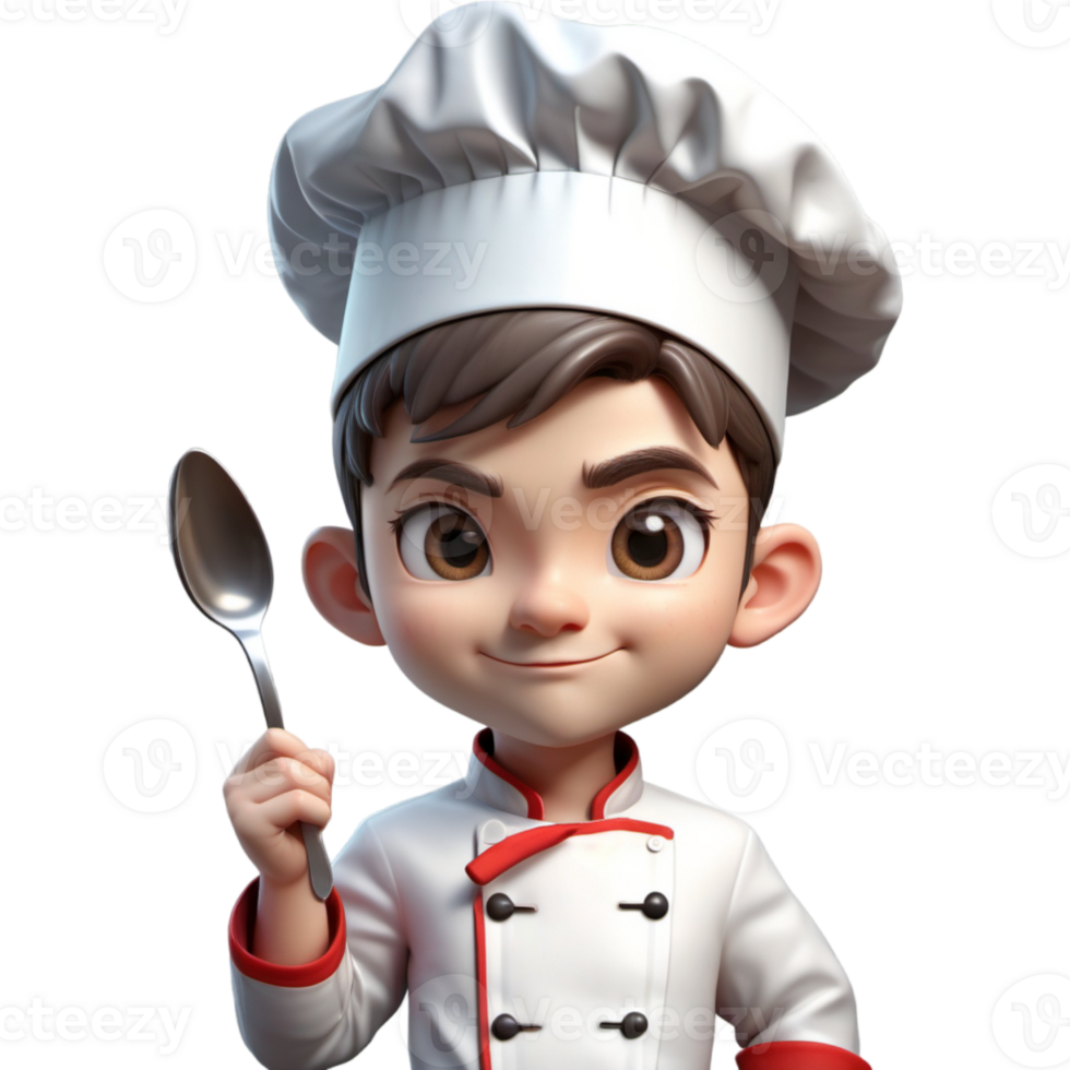 Chef is holding a spoon with Embarrassed expression. AI Generative png