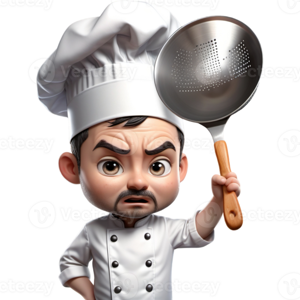 Chef is holding a sieve with Scared expression. AI Generative png