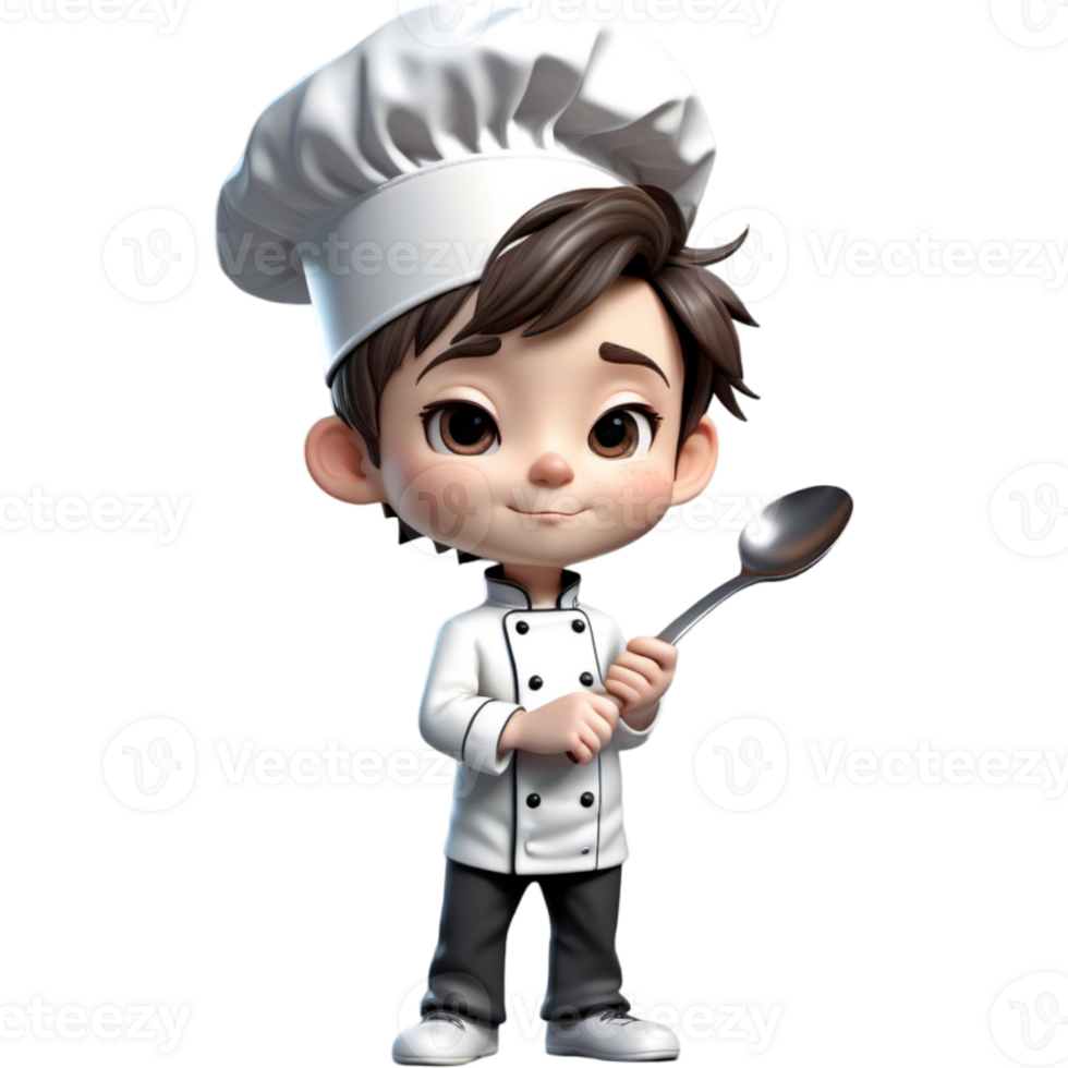 chefe de cozinha é segurando uma colher com envergonhado expressão. ai generativo png