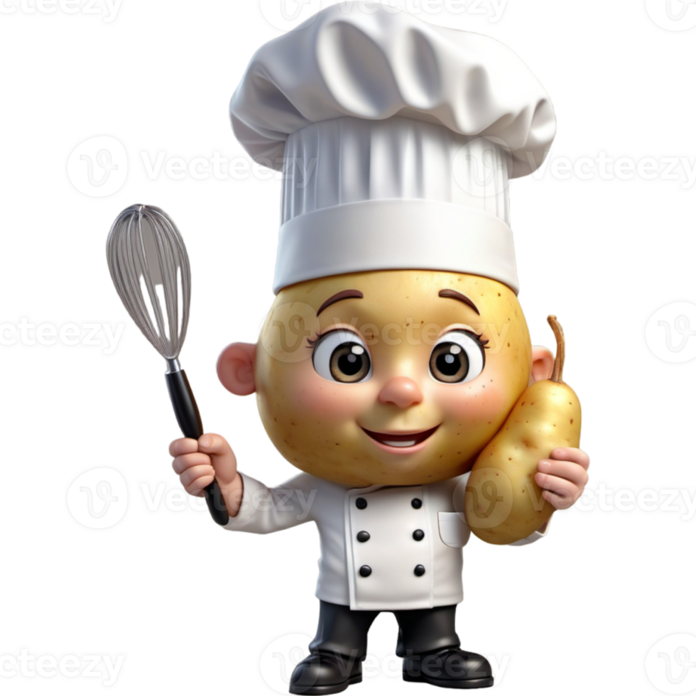 Chef is holding a potato masher with Thoughtful expression. AI Generative png