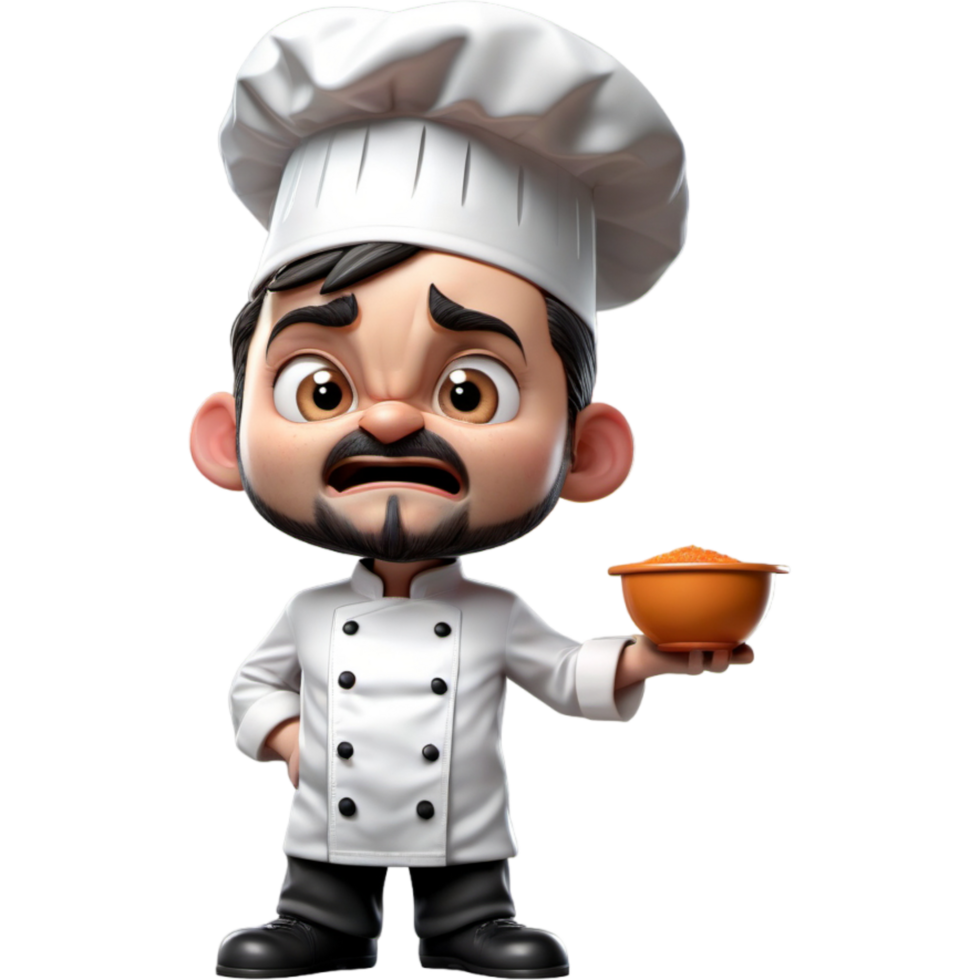 Chef is holding a mixing bowl with Angry expression. AI Generative png