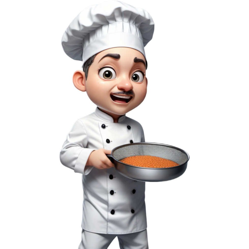 Chef is holding a sieve with Scared expression. AI Generative png