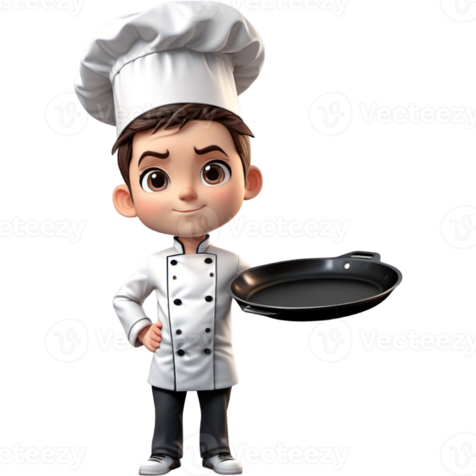 Chef is holding a skillet with anxious expression. AI Generative png
