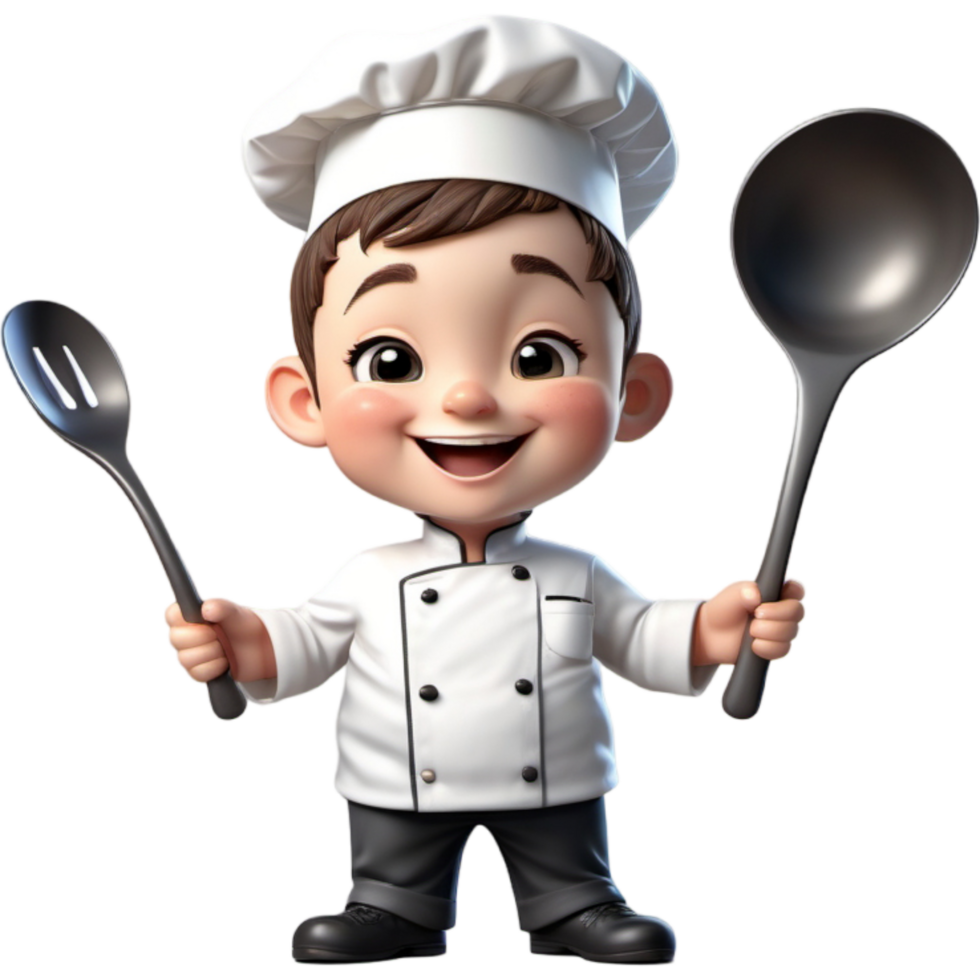 Chef is holding a ladle with Happy expression. AI Generative png