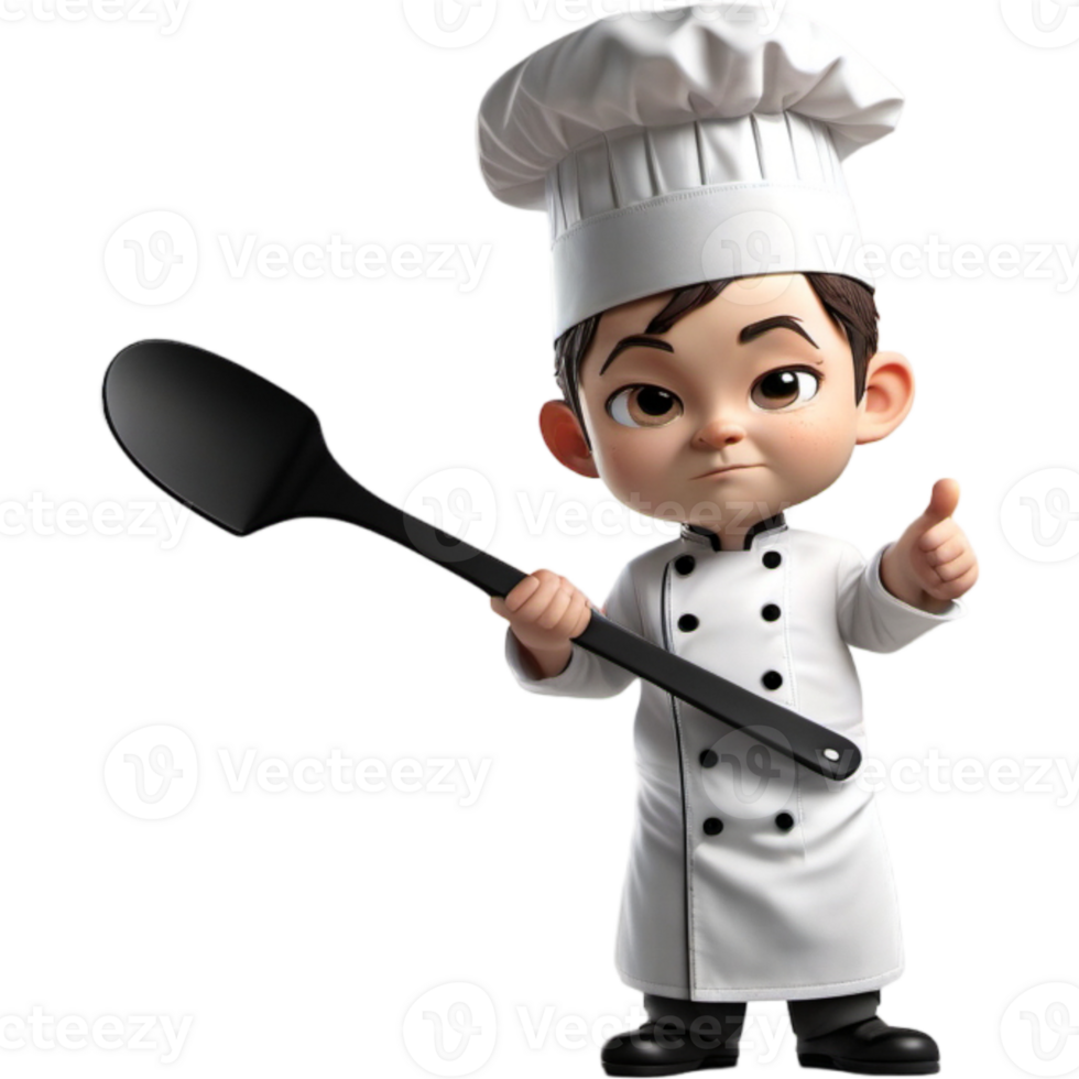 chefe de cozinha segurando espátula com calma expressão. ai generativo png