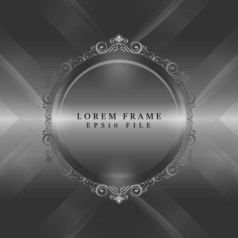 rounded black and silver frame design vector