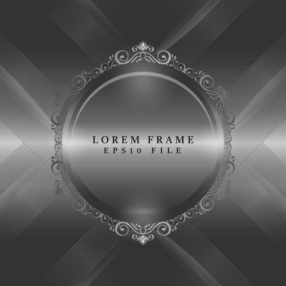 rounded black and silver frame design vector