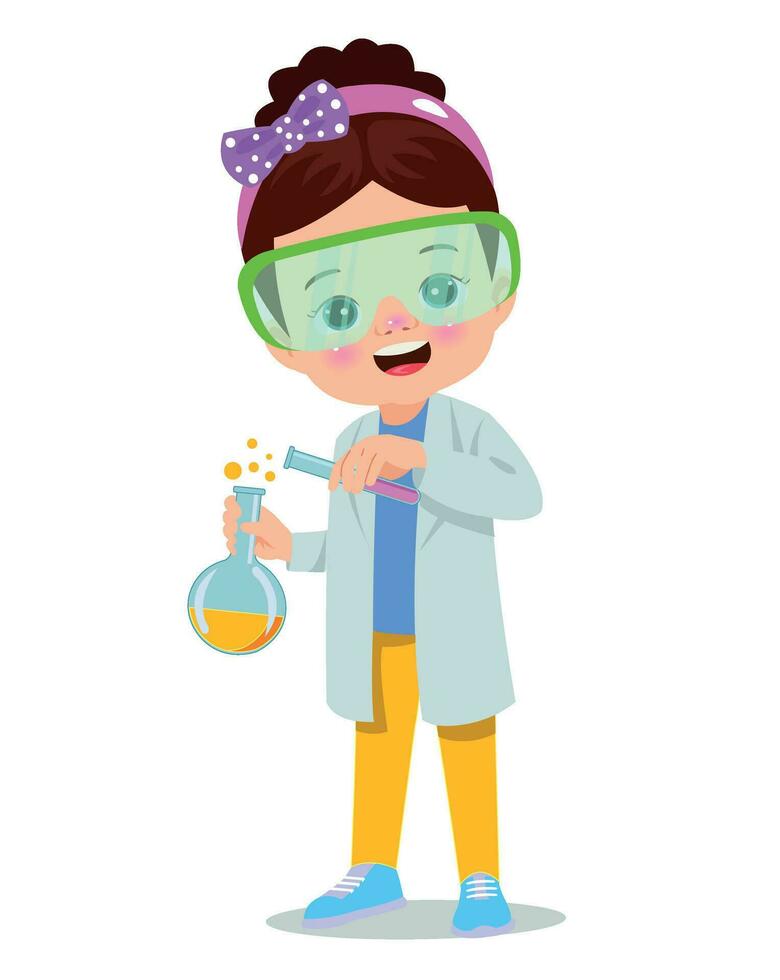 little scientist doing experiments and research vector