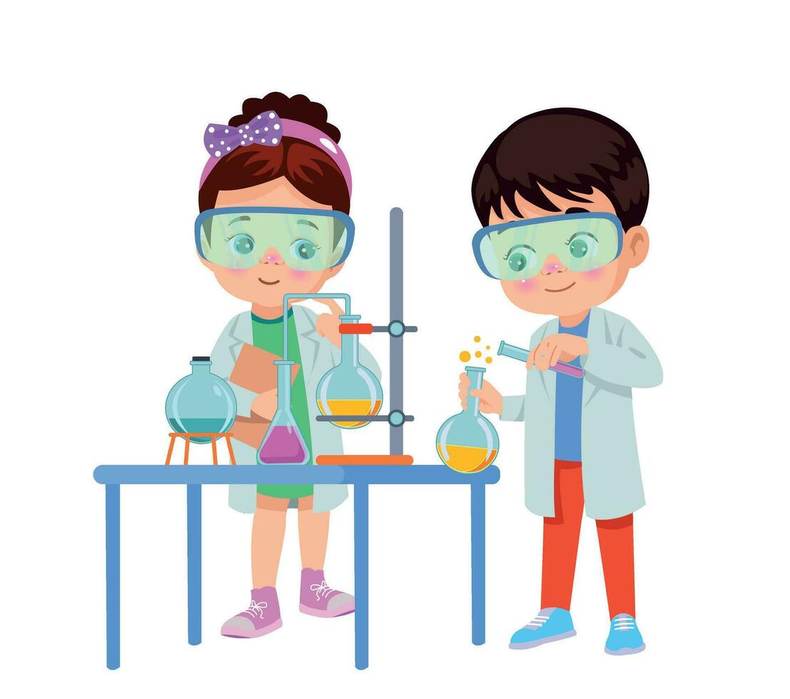 little scientist doing experiments and research vector