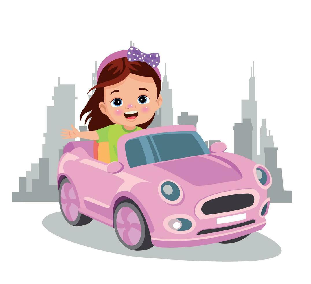 linda chico conducción un juguete eléctrico coche vector dibujos animados ilustración aislado en blanco antecedentes