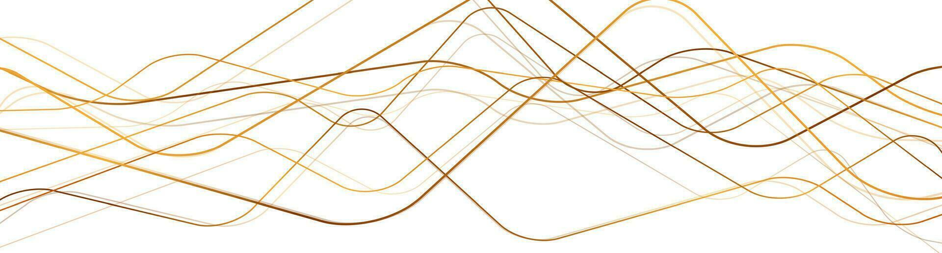 Bright golden wavy lines abstract futuristic background vector