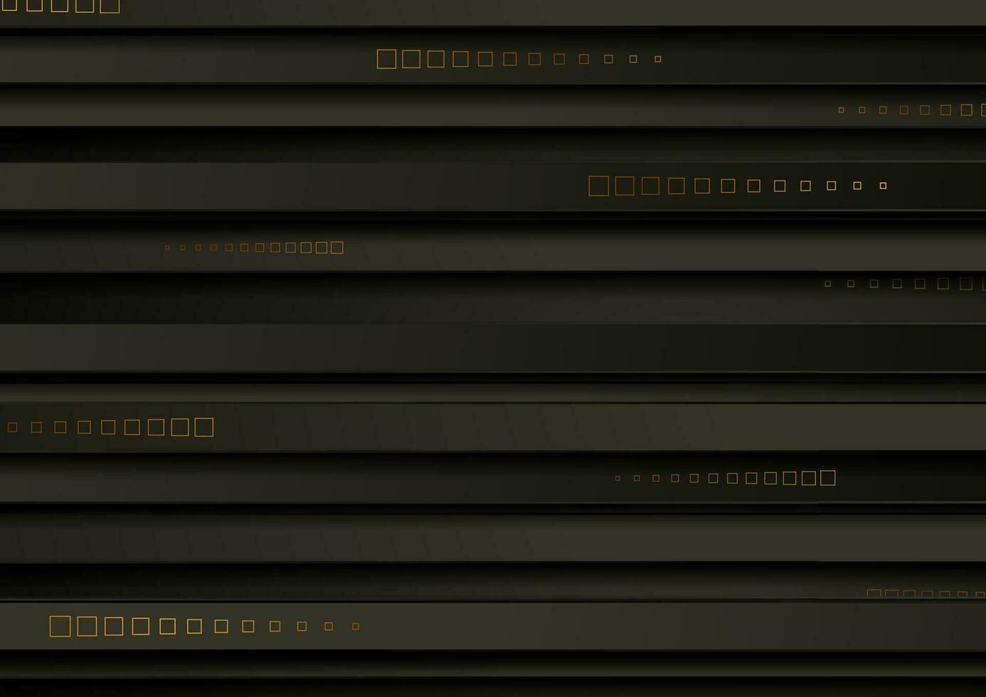 Black geometry striped background with golden squares vector