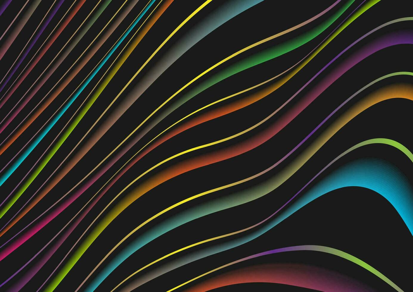 Colorful curved liquid waves abstract glowing background vector