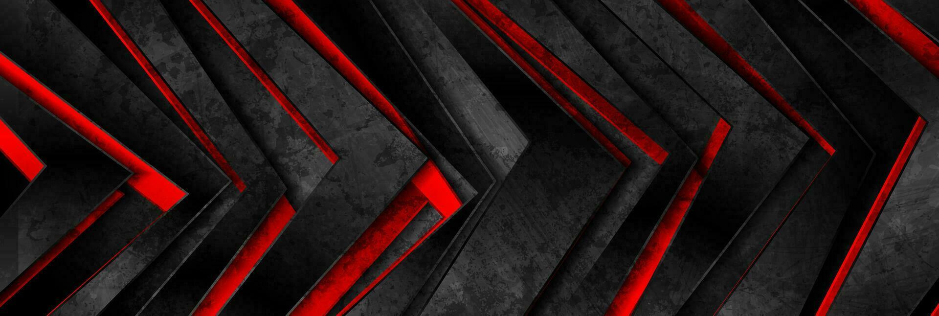 Glossy red and black grunge arrows geometric background vector