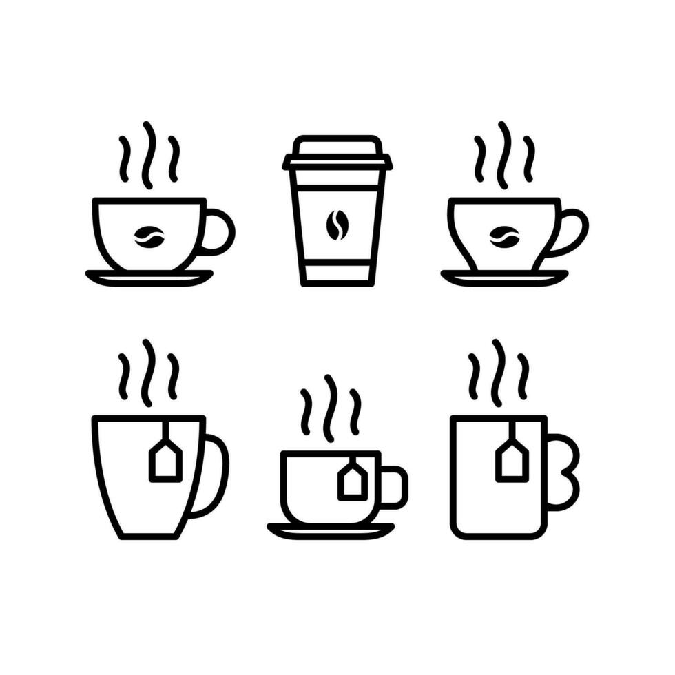 Coffee Tea Cups Outline vector