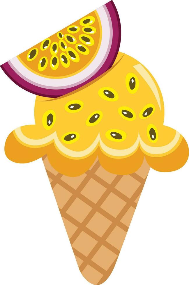 delicioso pasión Fruta hielo crema cono vector