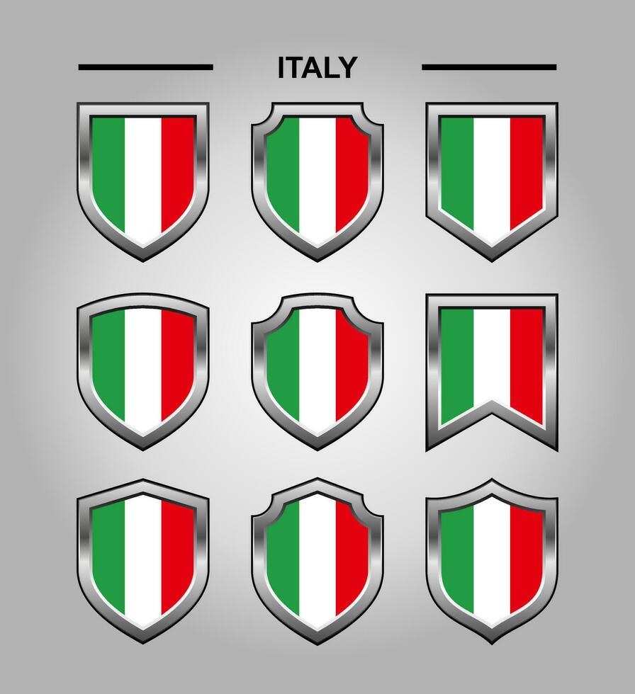 Italy National Emblems Flag and Luxury Shield vector