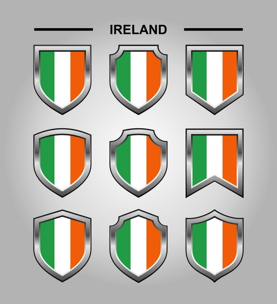 Ireland National Emblems Flag and Luxury Shield vector