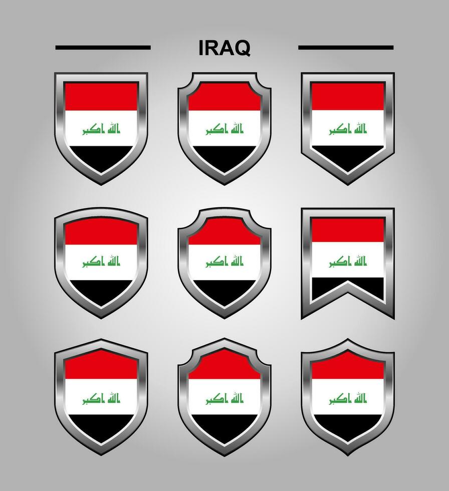 Iraq National Emblems Flag and Luxury Shield vector