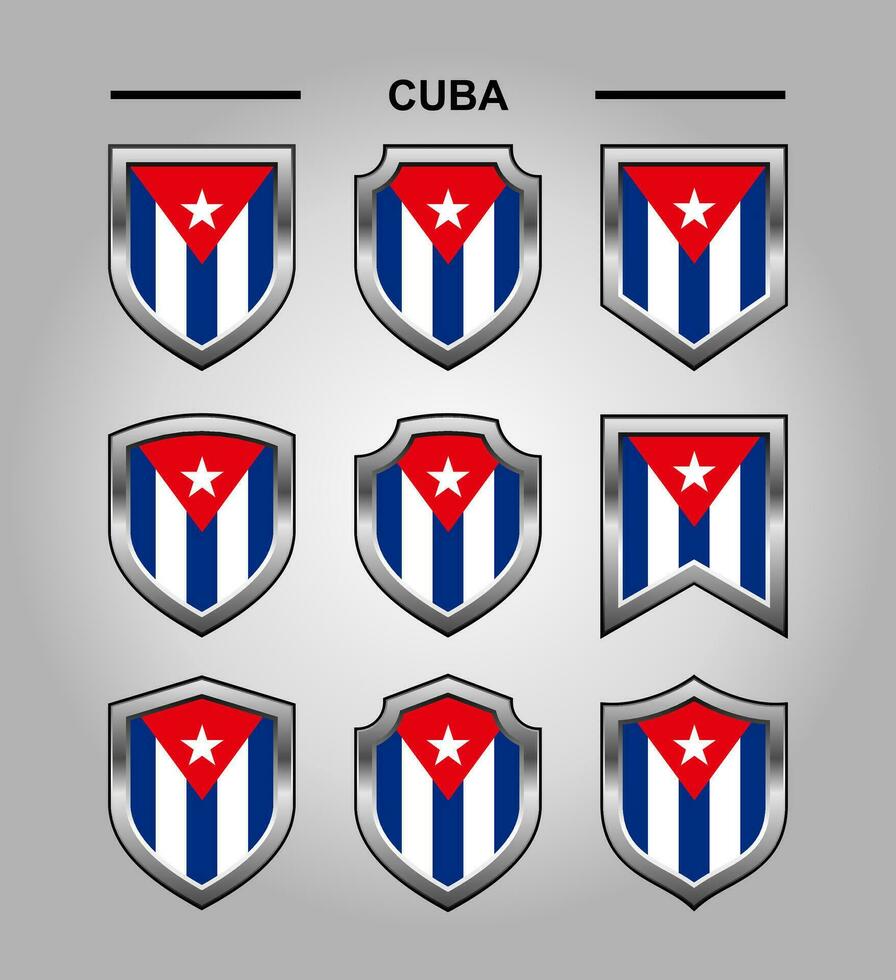 Cuba National Emblems Flag and Luxury Shield vector