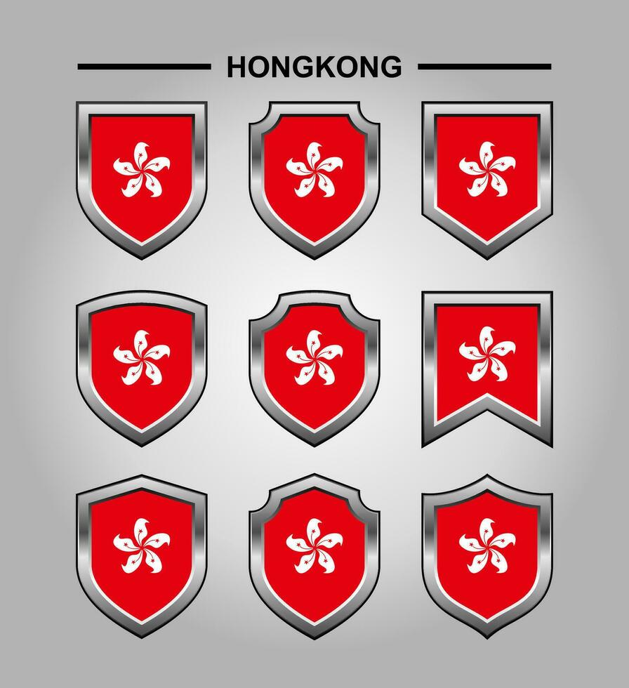 Hong Kong nacional emblemas bandera y lujo proteger vector