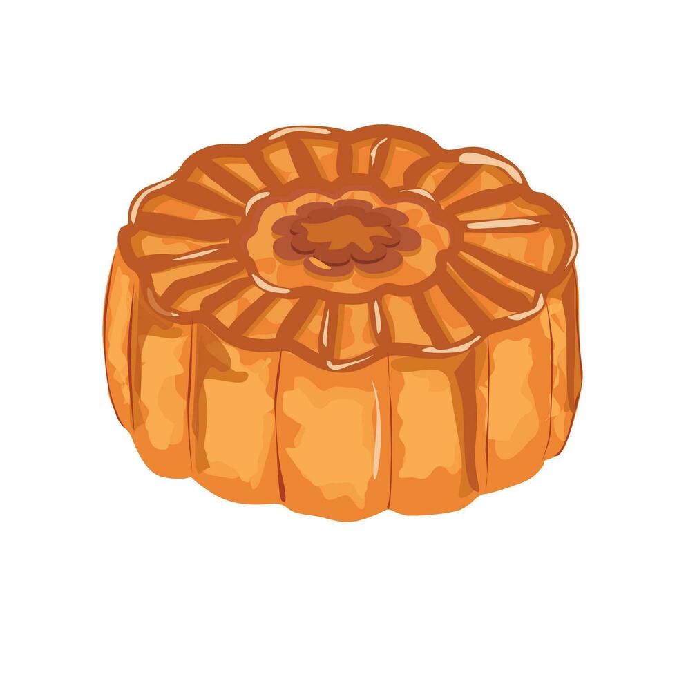 Mooncake vector illustration set. Traditional Chinese mooncake in whole full size. Mooncake for mid autumn festival. Bakery. Asian food. Moon cake clip art.