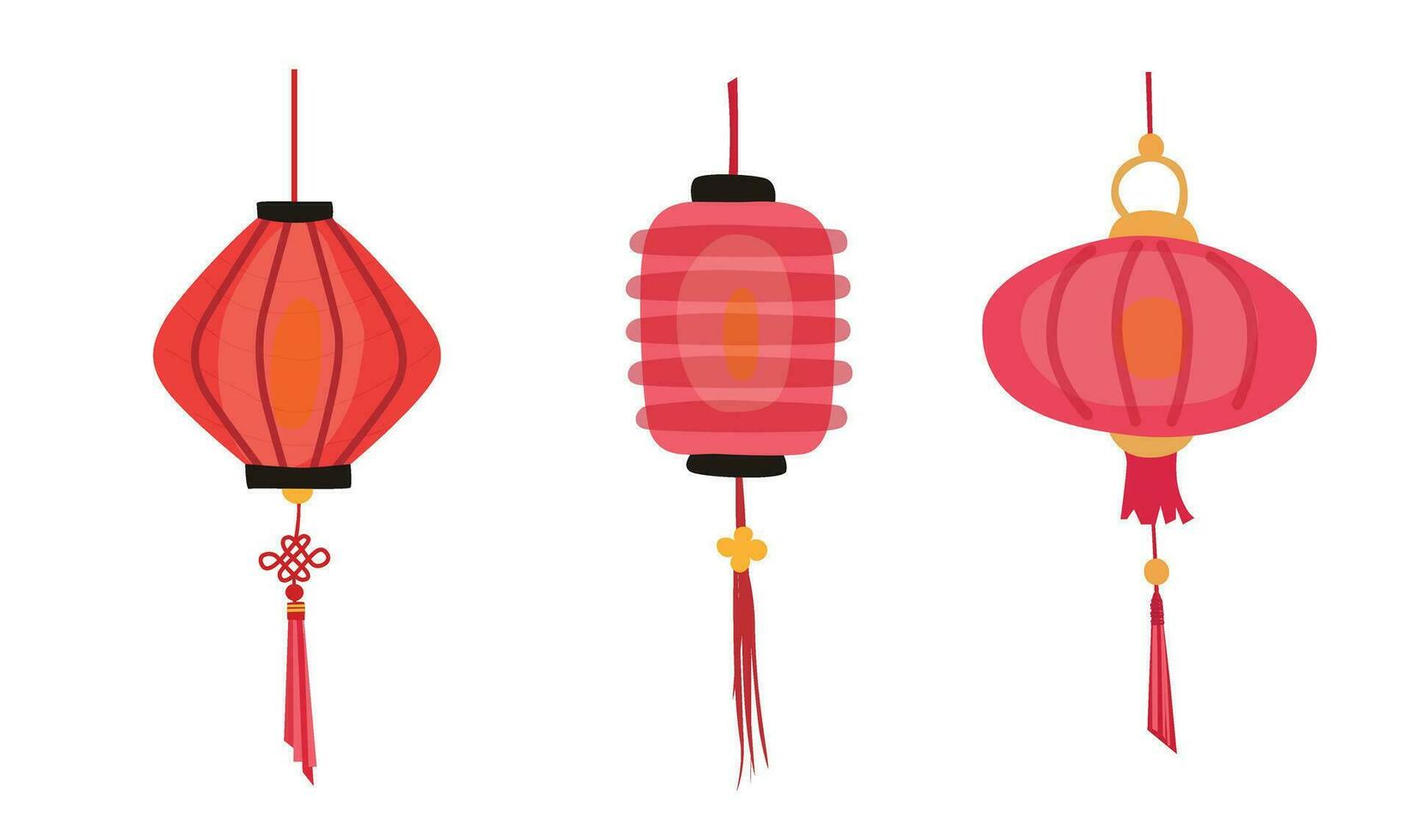 Chinese Paper Lanterns Clip Art Set