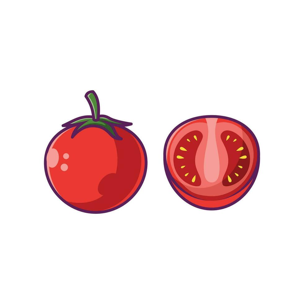 Tomato Fruit Cartoon Vector Illustration Design. Fruits Premium Illustration Isolated.