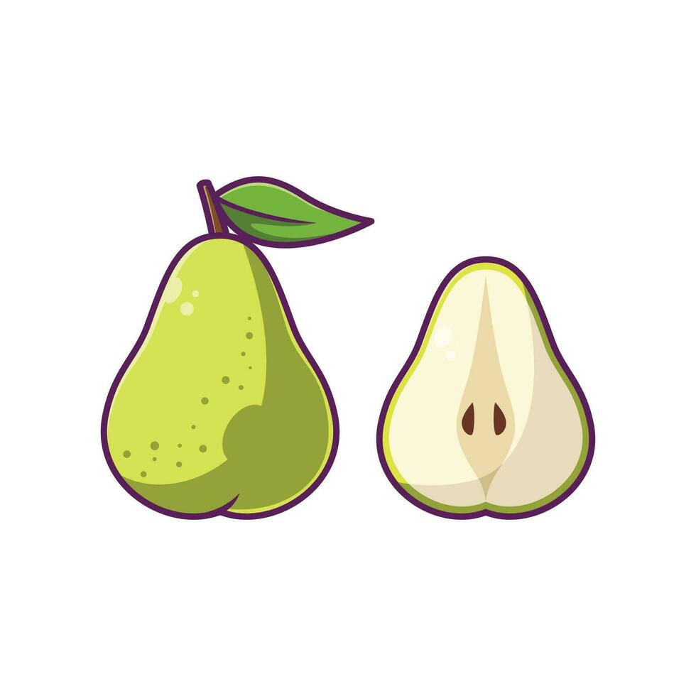 Pear Fruit Cartoon Vector Illustration Design. Fruits Premium Illustration Isolated.