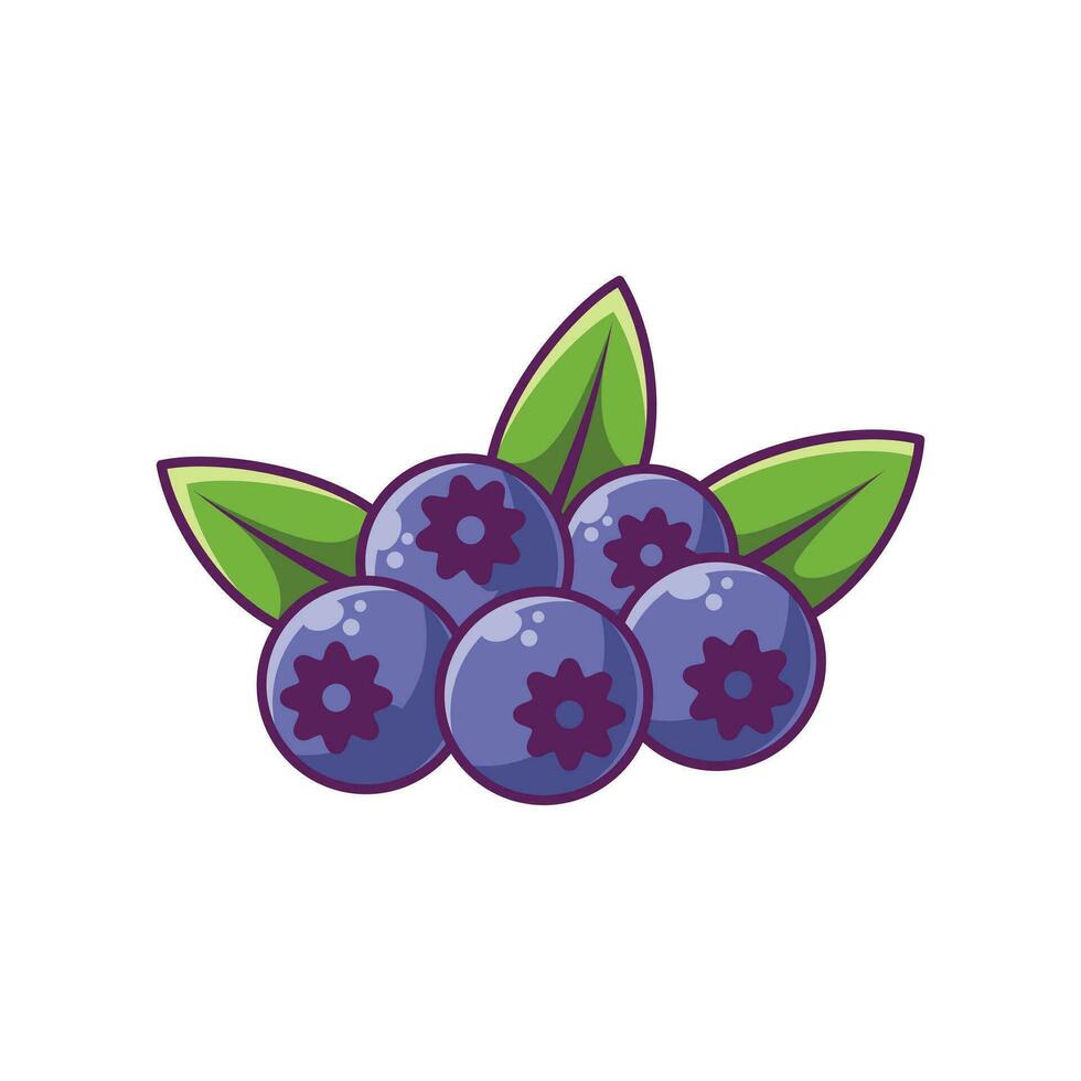 Blueberry Fruit Cartoon Vector Illustration Design. Fruits Premium Illustration Isolated.