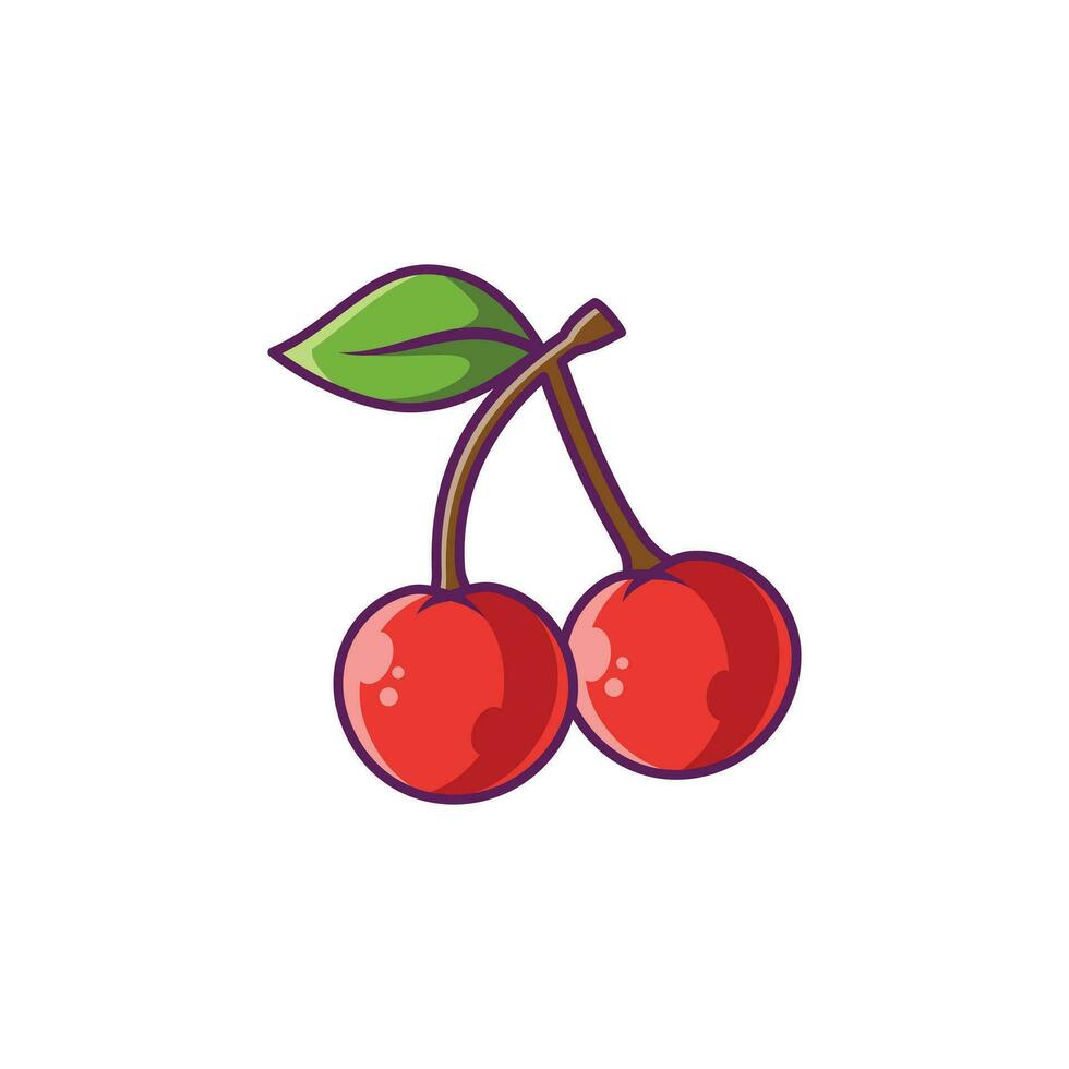 Cherry Fruit Cartoon Vector Illustration Design. Fruits Premium Illustration Isolated.