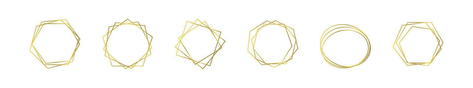 Gold geometric polygonal frame vector