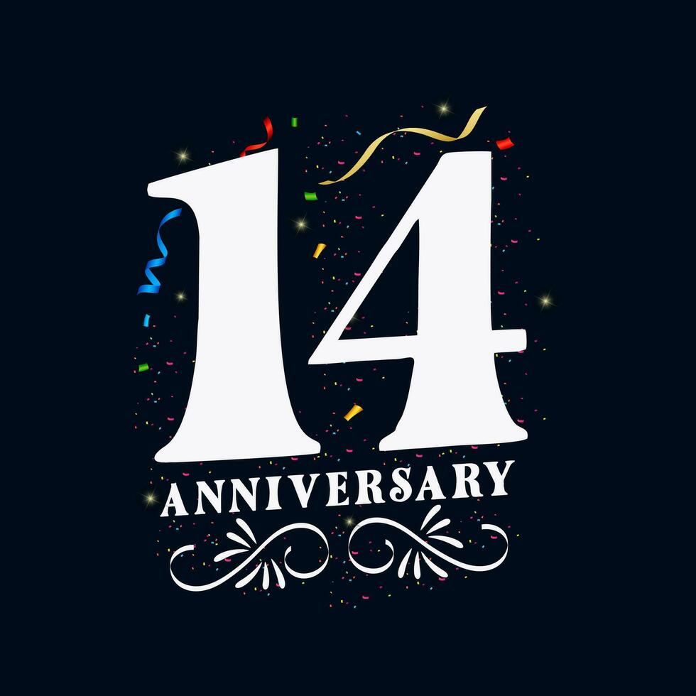 14 Anniversary luxurious Golden color 14 Years Anniversary Celebration Logo Design Template vector