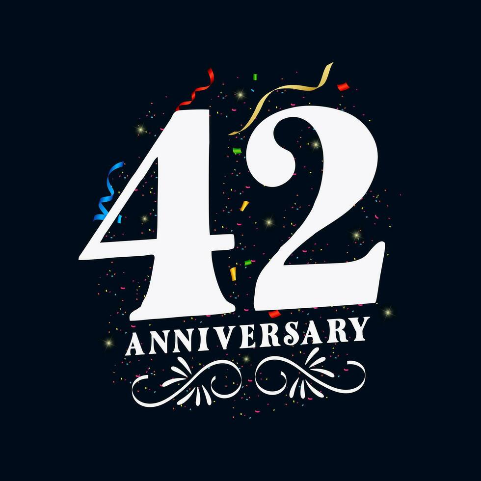 42 Anniversary luxurious Golden color 42 Years Anniversary Celebration Logo Design Template vector