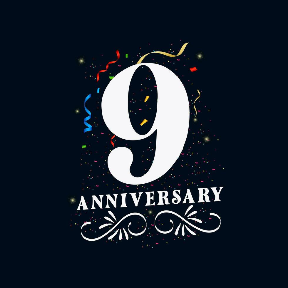 9 Anniversary luxurious Golden color 9 Years Anniversary Celebration Logo Design Template vector